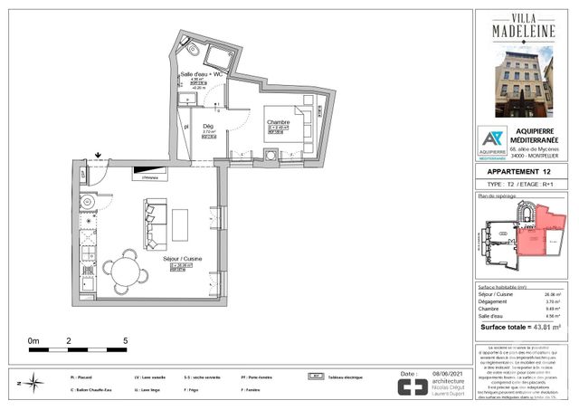 Appartement T2 à louer - 2 pièces - 43.81 m2 - NIMES - 30 - LANGUEDOC-ROUSSILLON - Century 21 Dhuoda